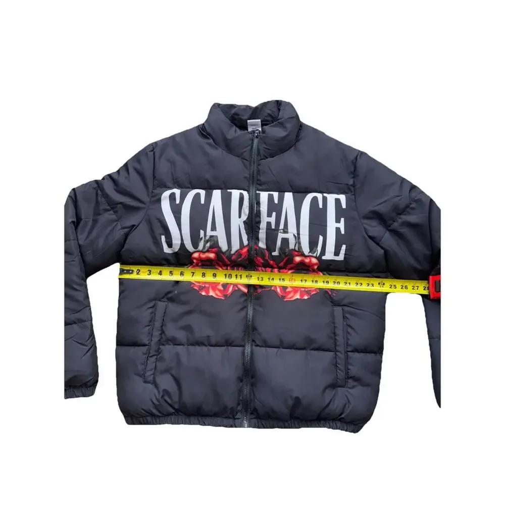 Scarface The World Is Yours Winter Lightweight Puffer Jacket Large NWOT Flowers